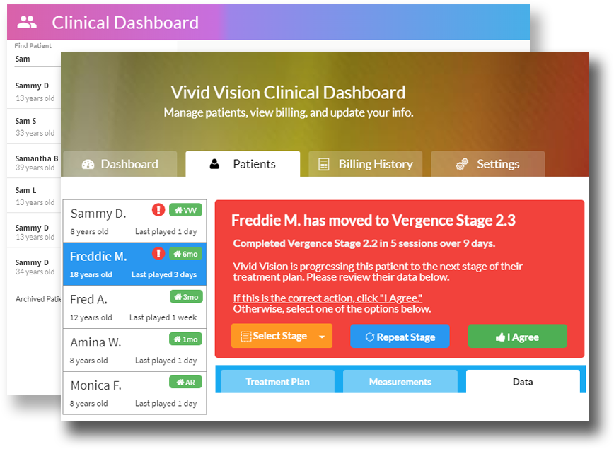 The interface for managing the treatment plans of your Vivid Fusion patients.